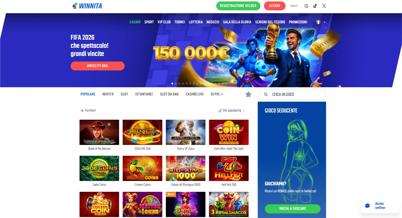 Gioco mobile su Winnita: app e browser